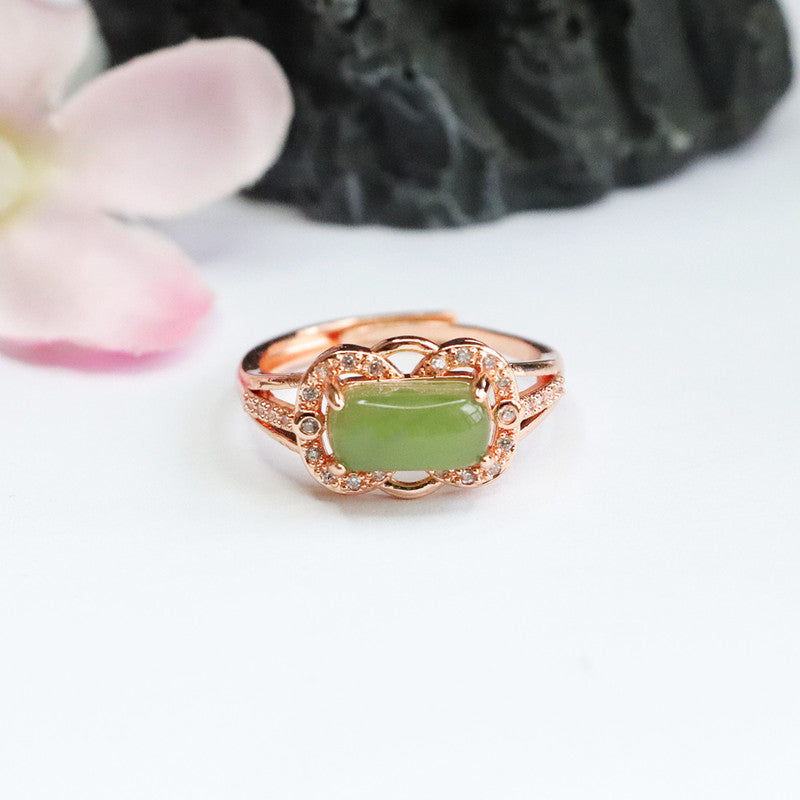 Lake Green Jade Zircon Sterling Silver Ring