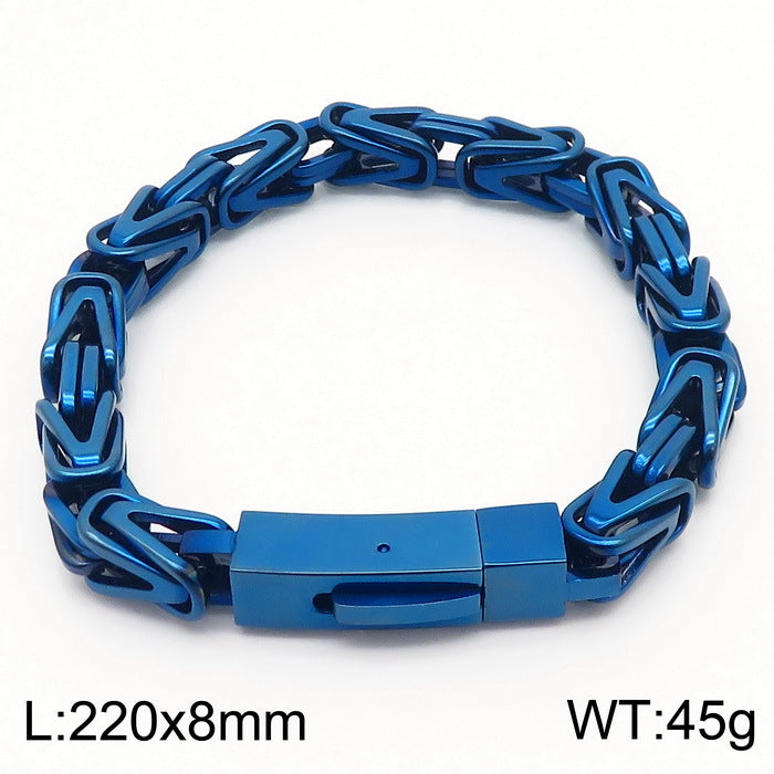 Stylish Hip-Hop Byzantine Bracelet for Men - Glossy 8mm V Type Titanium Steel Emperor Chain