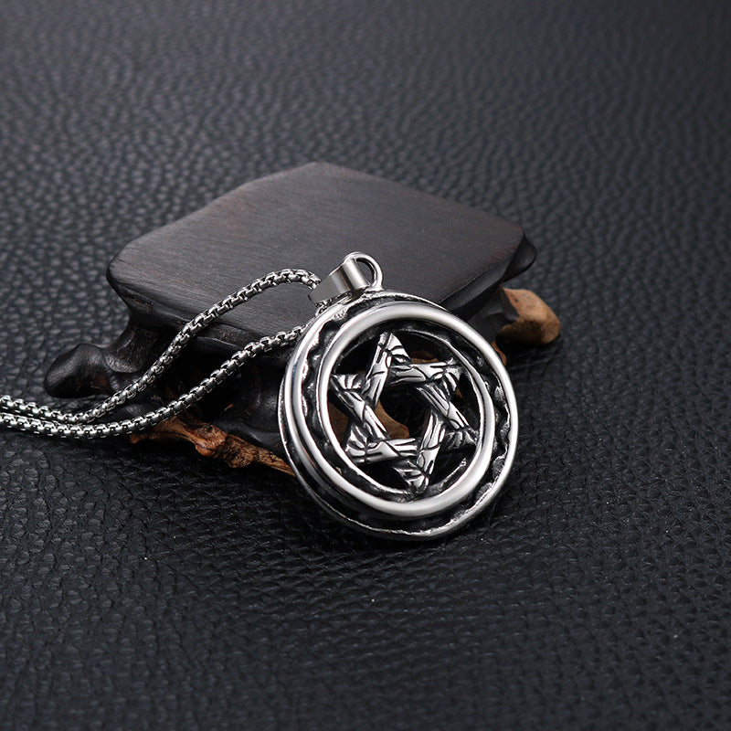 Personalized Retro Men's Hexagram Titanium Steel Pendant Jewelry