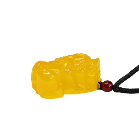 Yellow Chalcedony Pixiu Sterling Silver Pendant