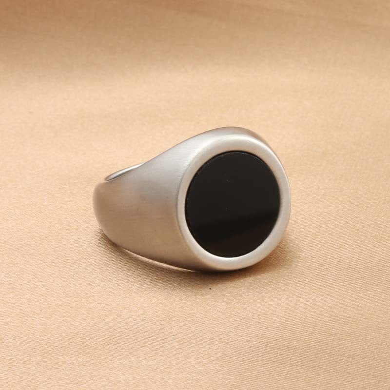 Retro Titanium Steel Epoxy Ring for Men - Trendy Stainless Steel Accessory Direct from Manufacturer