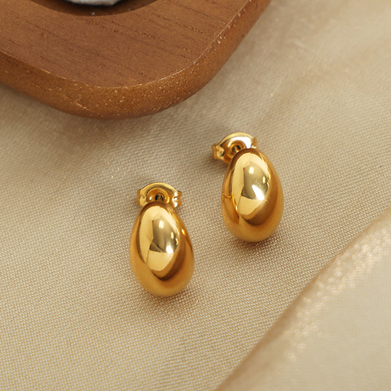 Golden Aura Oval Titanium Steel Earrings - Planderful Everyday Genie Collection