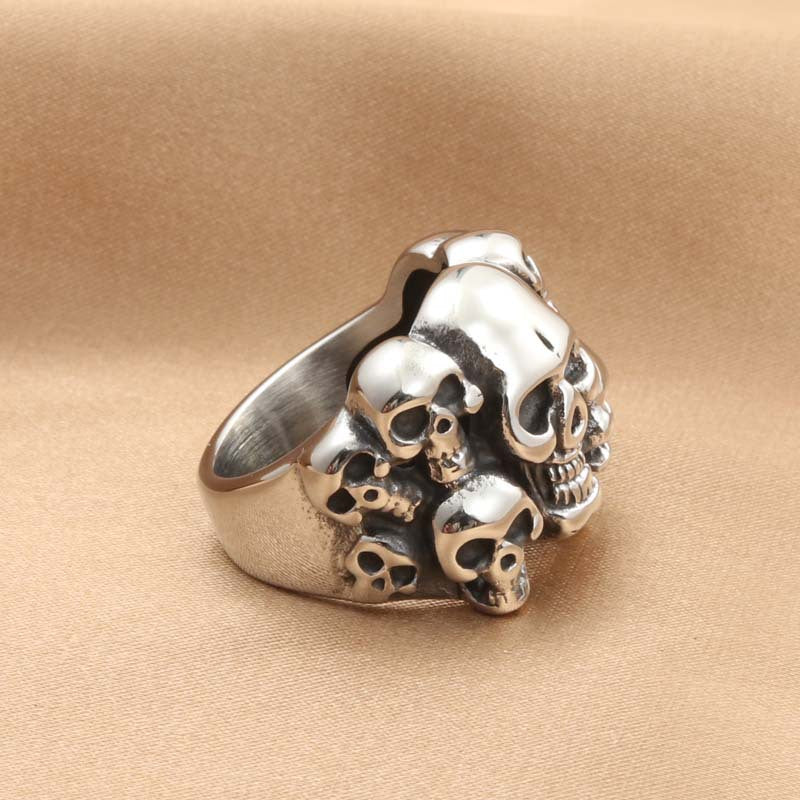 Titanium Steel Skull Ring for Men - Retro Trendy Full Finger Accessory