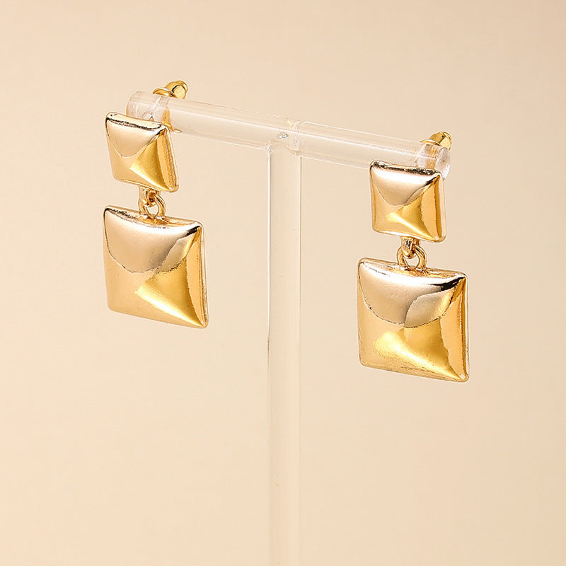 Retro Geometric Metal Earrings - Vienna Verve Collection