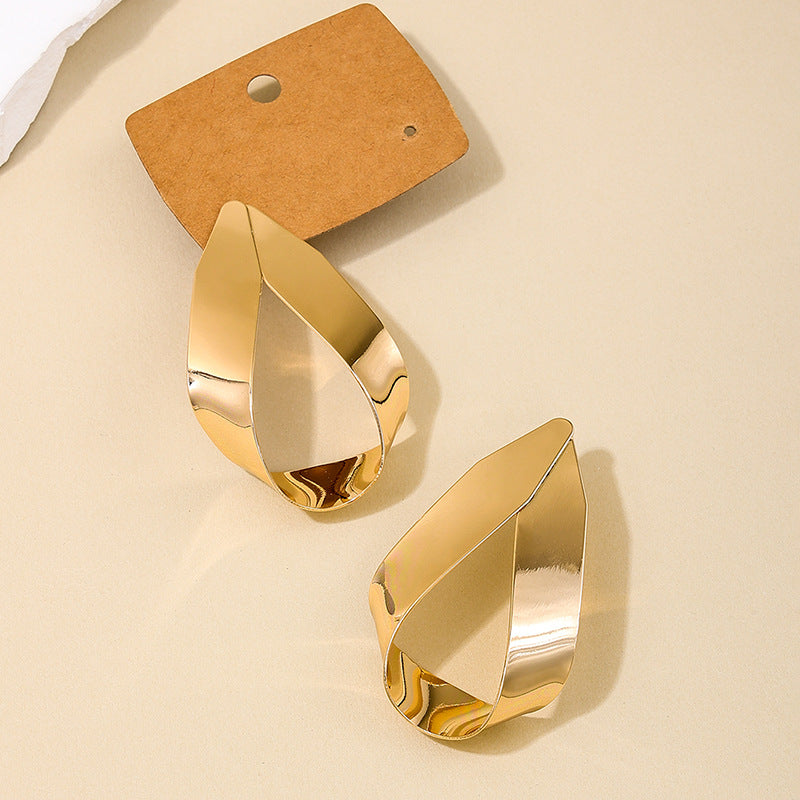 Vintage Metal Earrings Set - Elegant Geometric Rings for Women's Fashion