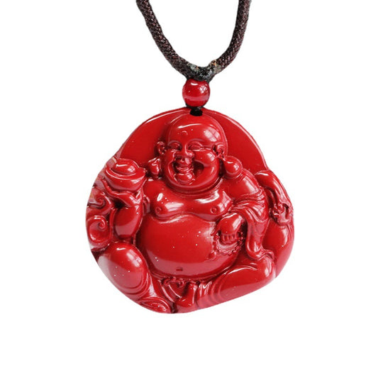 Serenity Buddha Jewelry - Sterling Silver Cinnabar Stone Pendant