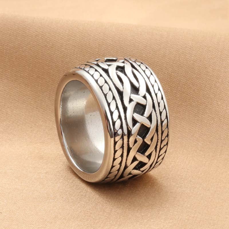 Titanium Steel Retro Twist Knot Ring for Men - Trendy Stainless Steel Finger Accessory