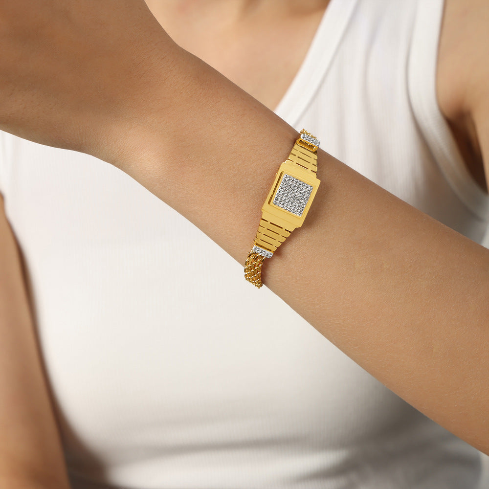 Golden Square Multi-Layer Bracelet Watch for Women