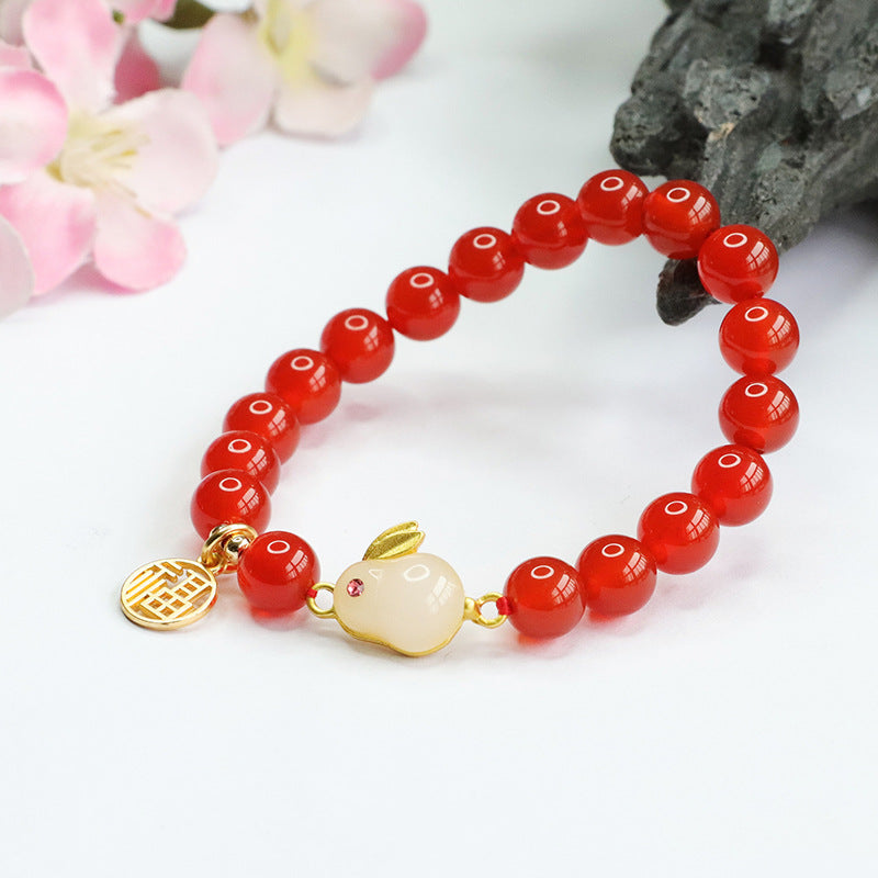 Jade and Agate Rabbit Bracelet by Golden Blessing Brand