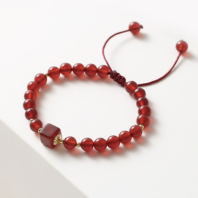 Red Agate Crystal Sterling Silver Bracelet