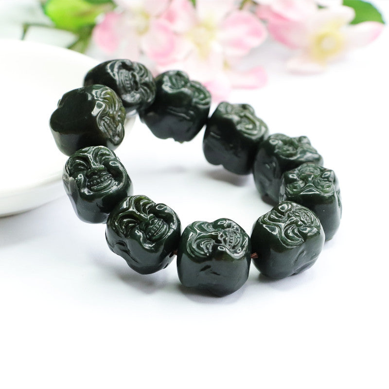 Green Buddha's Head Jade Bracelet