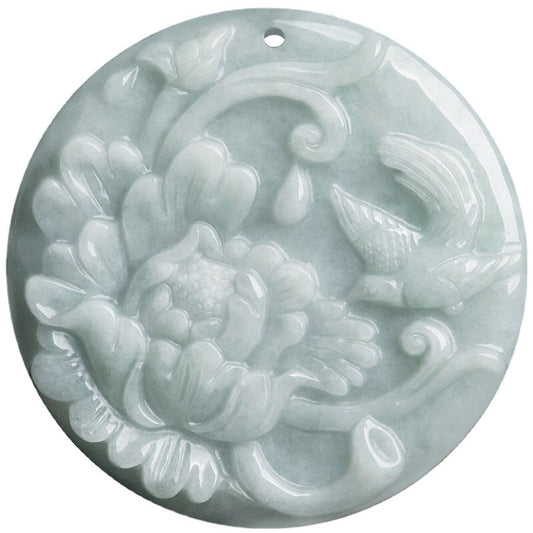 Jade Peony Flower Sterling Silver Pendant - Fortune's Favor Collection