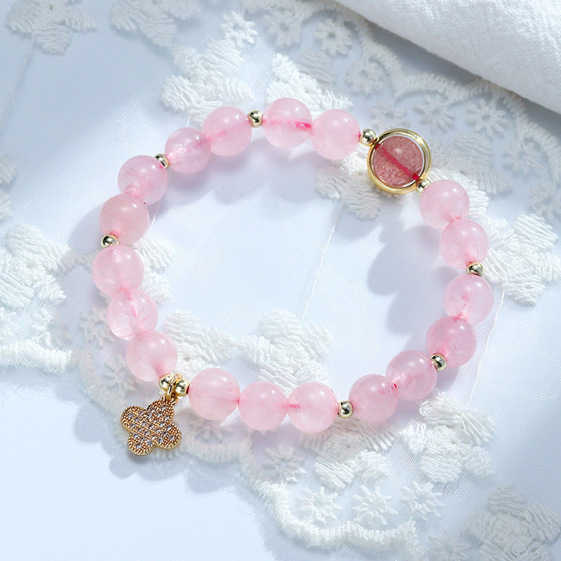 Elegant Strawberry Crystal Bracelet with Sterling Silver Details