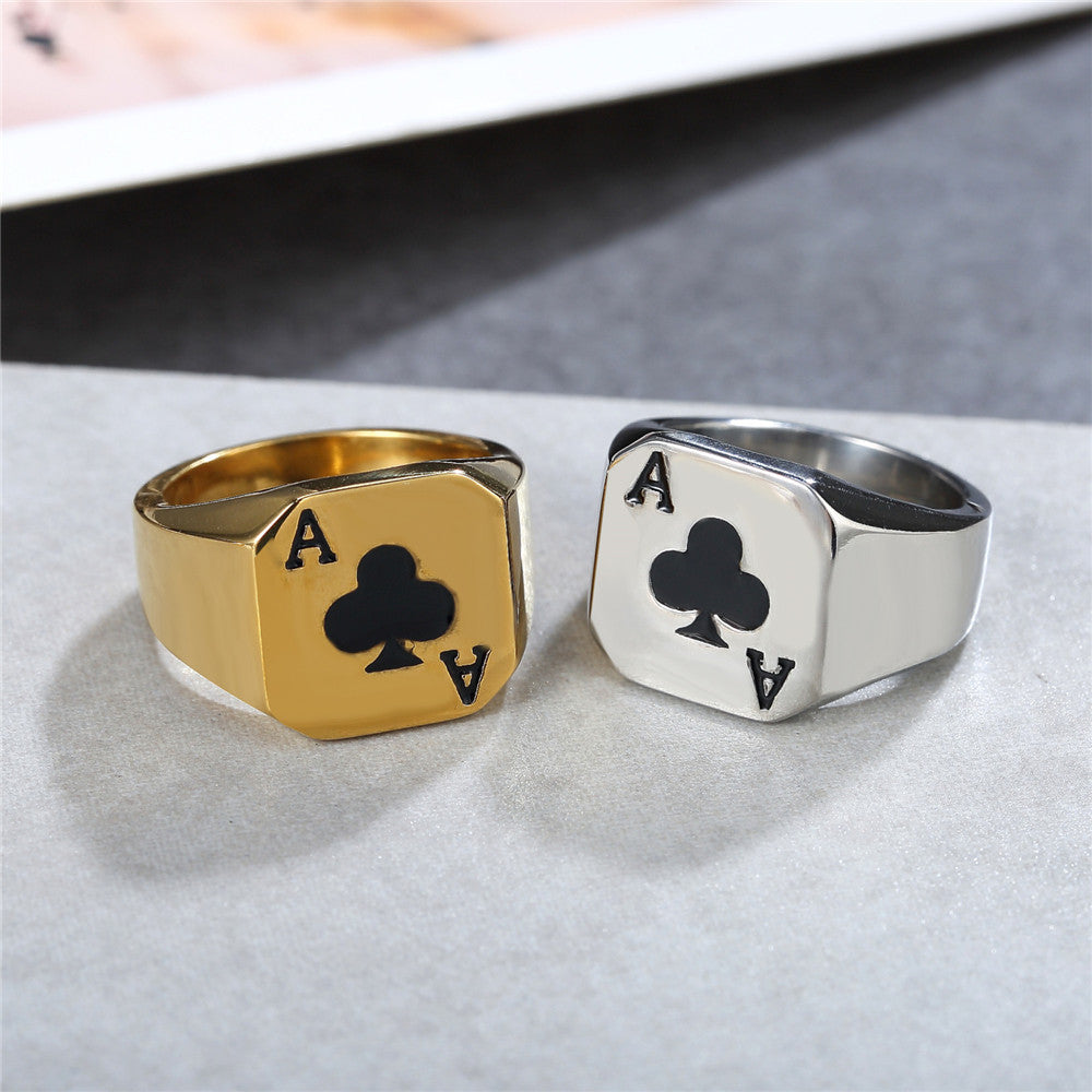 Men's Titanium Steel Playing Card Ring