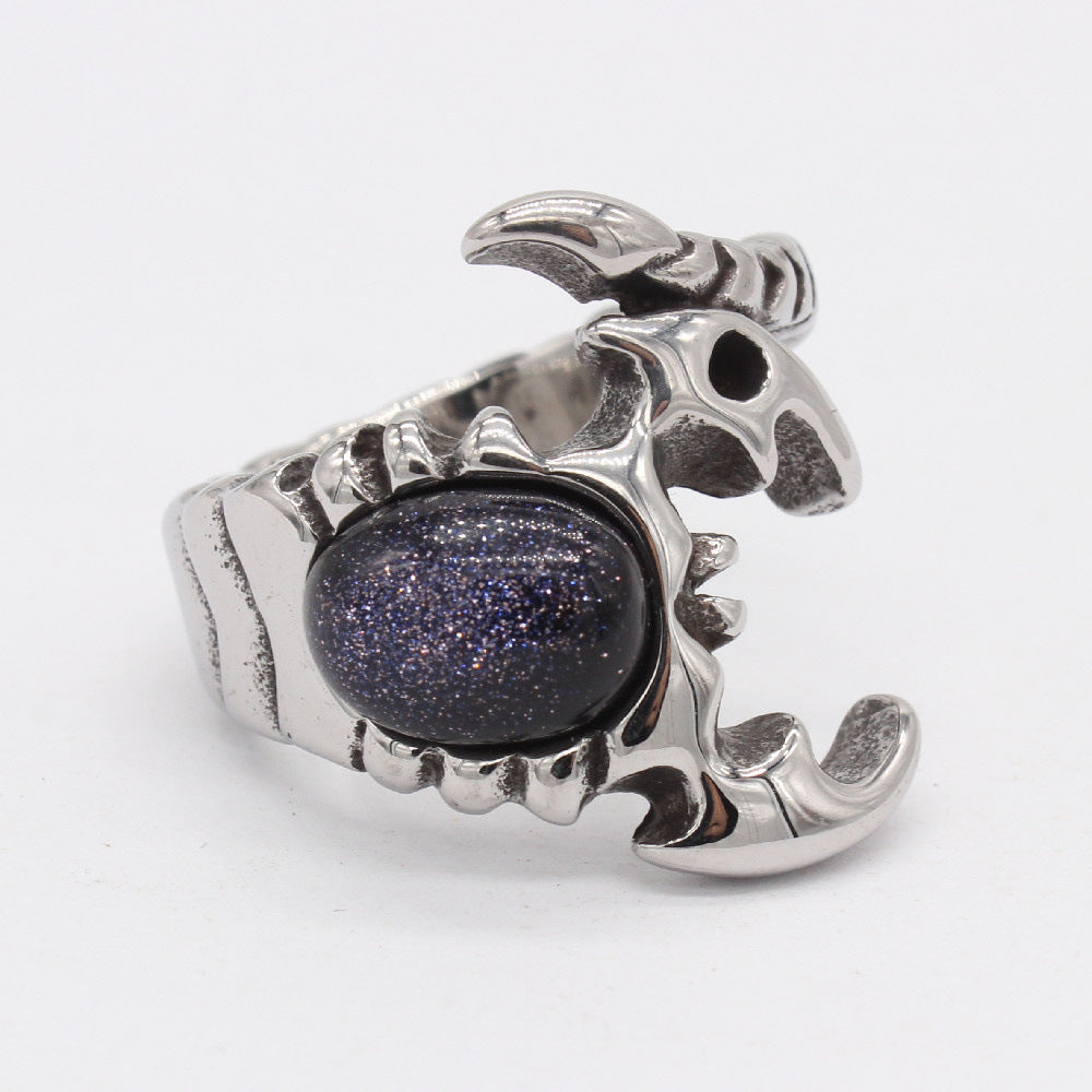 Men's Titanium Scorpion Ring with Retro Punk Style in Europe and America