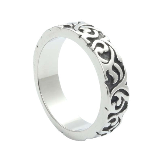 Retro-Inspired Titanium Steel Engraved Ring for Men - Stylish Plant Vine Design