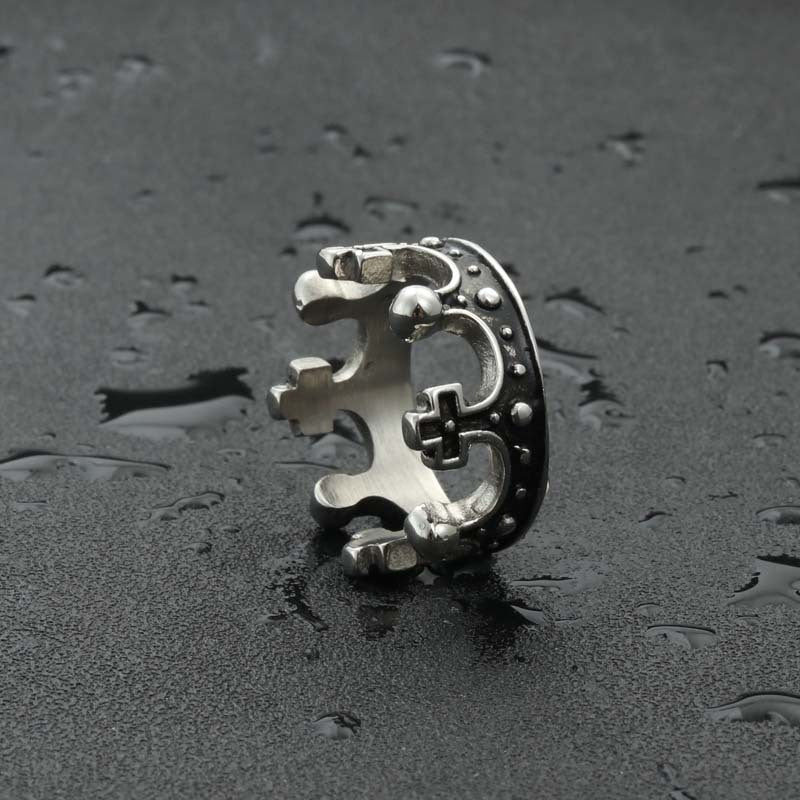 Punk Titanium Steel Cross and Crown Ring for Men and Women - Retro Trendy Unisex Jewelry