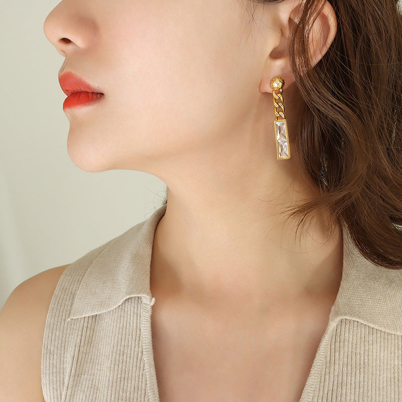 Everyday Genie Metal Earrings with Zircon Inlay