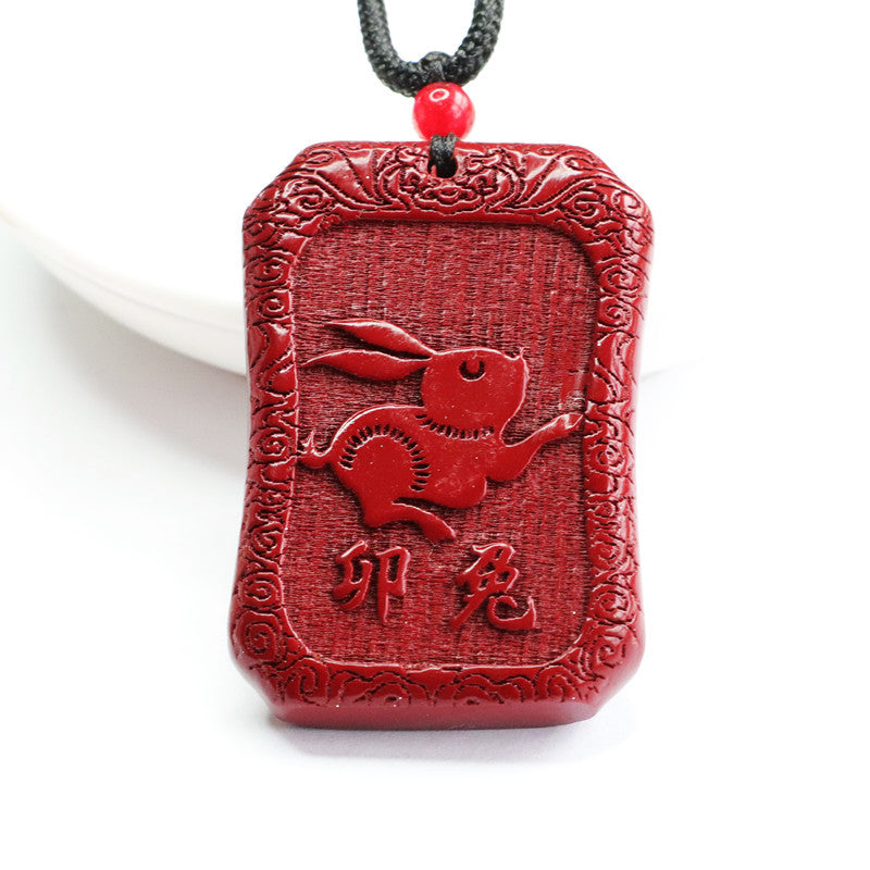 Cinnabar Rabbit Sterling Silver Pendant