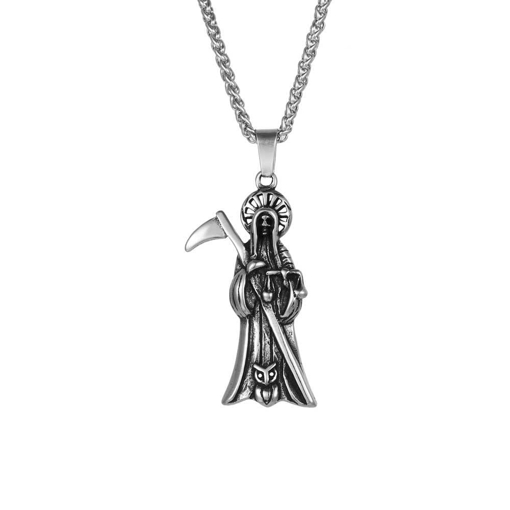 Retro Diablo Reaper Men's Titanium Steel Pendant Necklace - Personalized Sickle Design