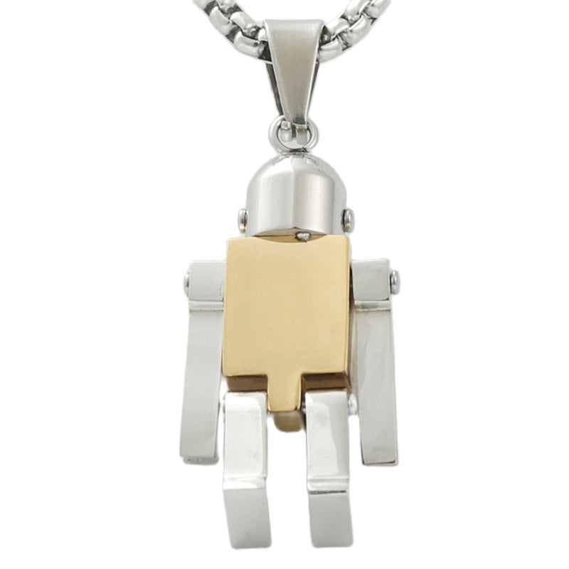 Trendy Personalized Titanium Steel Robot Pendant Necklace for Men