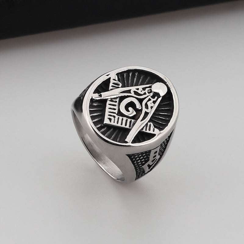 Masonic Skull Stainless Steel Rings for Men - European & American Punk Style