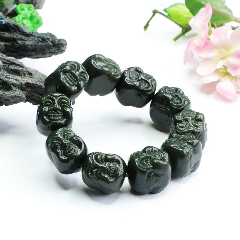 Green Buddha's Head Jade Bracelet