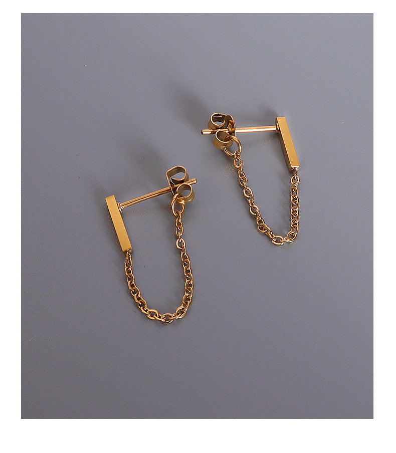 Cold Style Long Chain Tassel Earrings - 18K Gold Plated Stainless Steel Trinkets