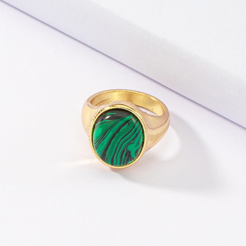 Vibrant Turquoise Geometric Wide Face Ring with Retro Charm