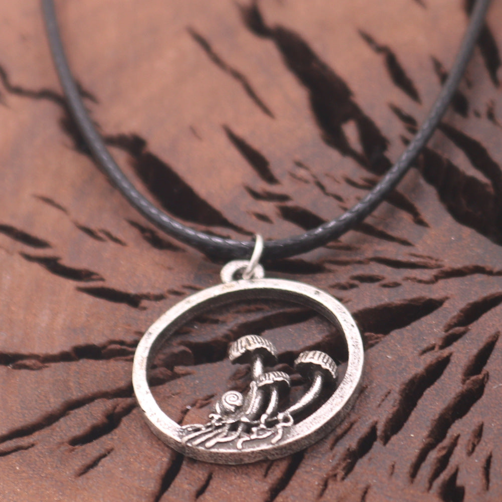 European Mushroom Circle Pendant Necklace from Planderful - Norse Legacy