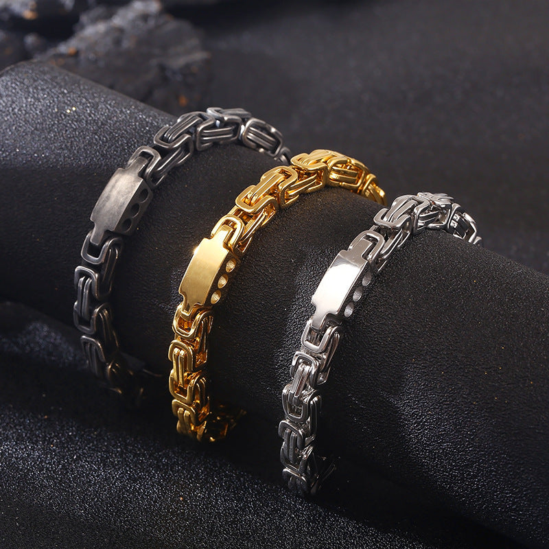 Punk Retro Byzantine Chain Bracelet for Men - High-End Stainless Steel Jewelry