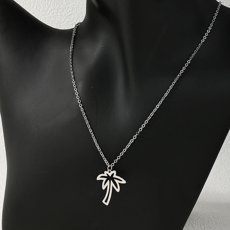 European and American Minimalist Metal Coconut Tree Pendant Necklaces - Vienna Verve Collection