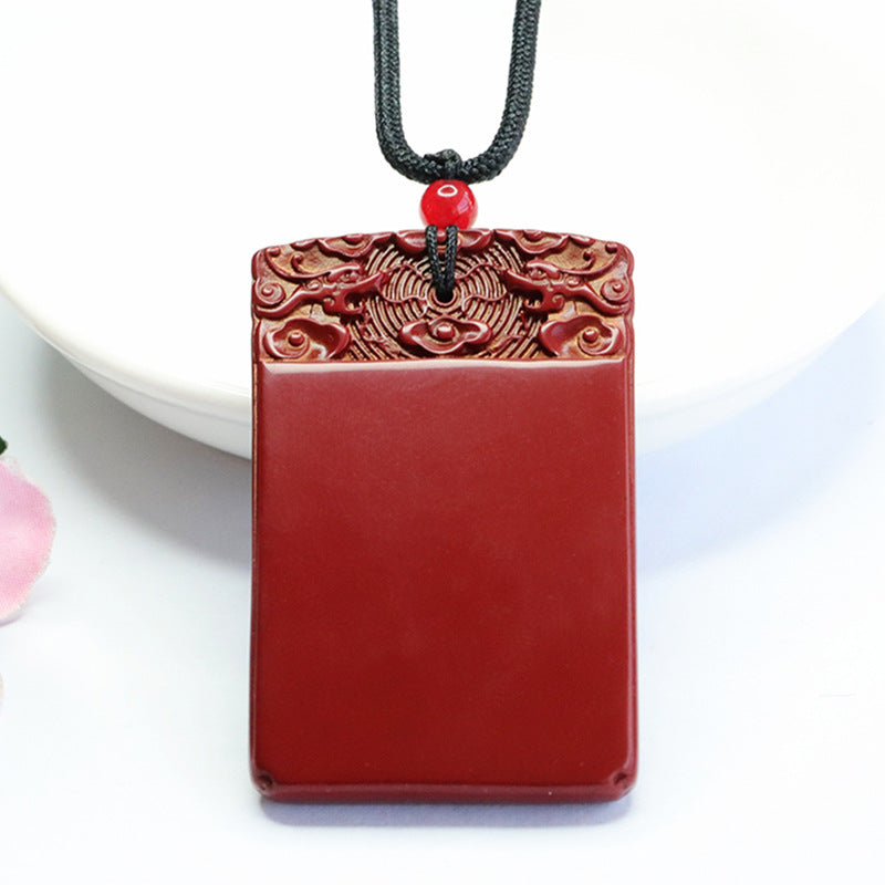 Cinnabar Pendant Purple Gold Sand Auspicious Cloud Rectangle Pendant