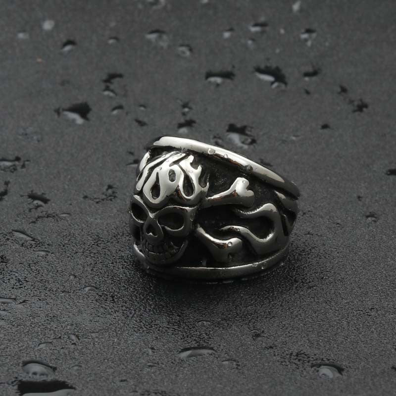 Titanium Steel Punk Pirate Skull Ring for Men - Retro Hipster Style Direct from Manufacturer