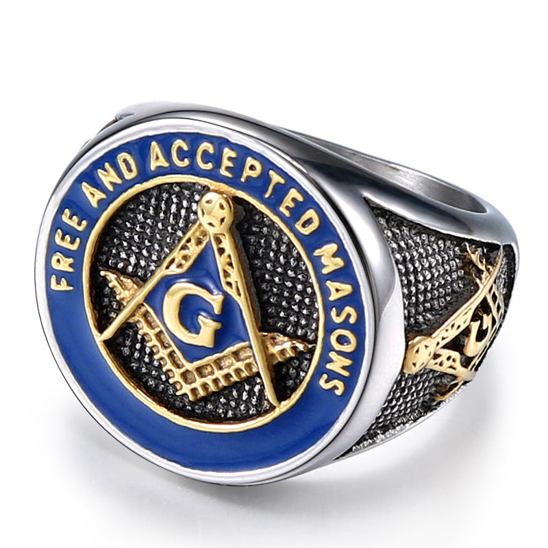 Titanium Steel Masonic Ring for Men - Punk Retro Fashion Statement Piece