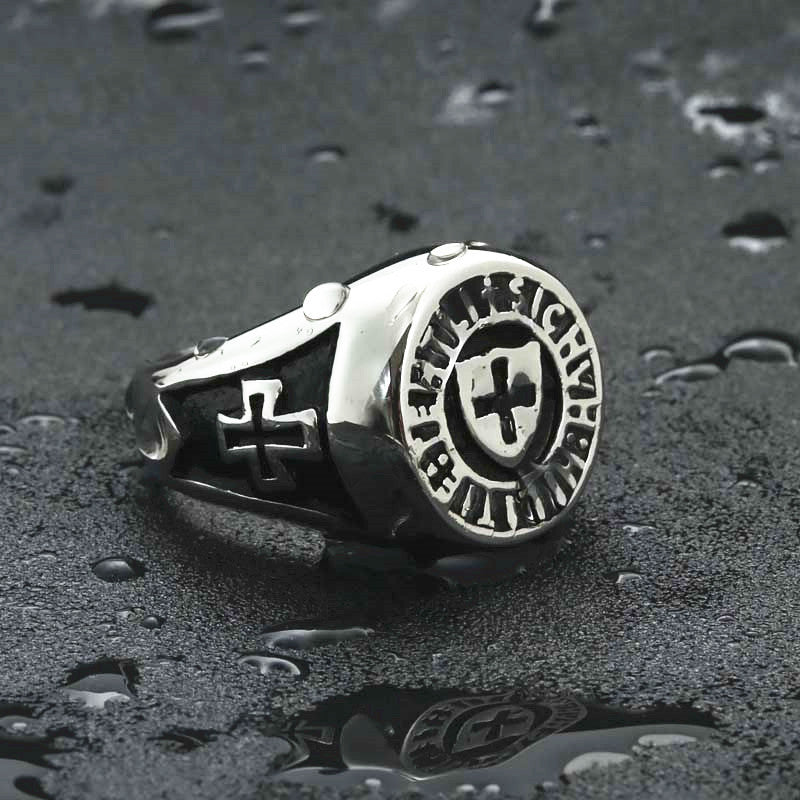 Titanium Steel Cross Ring for Men - Retro Trendy Nightclub Accessory