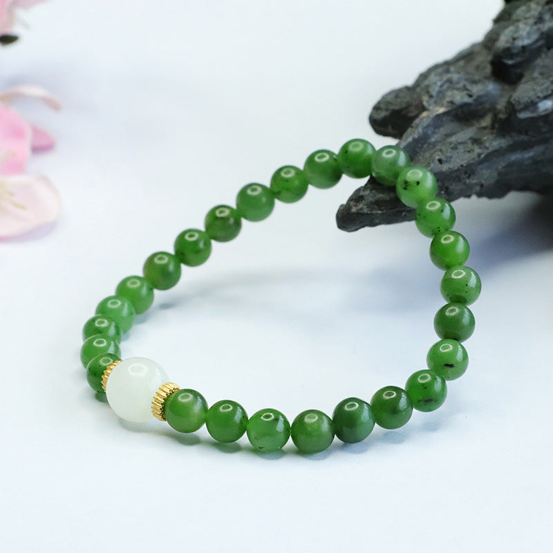 Fortune's Favor White Jade Bracelet in Sterling Silver