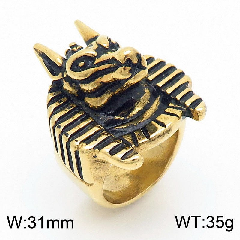 Zodiac Power Men's Ring: Retro Stainless Steel Animal Head Design Featuring Tiger, Wolf, and Sheep