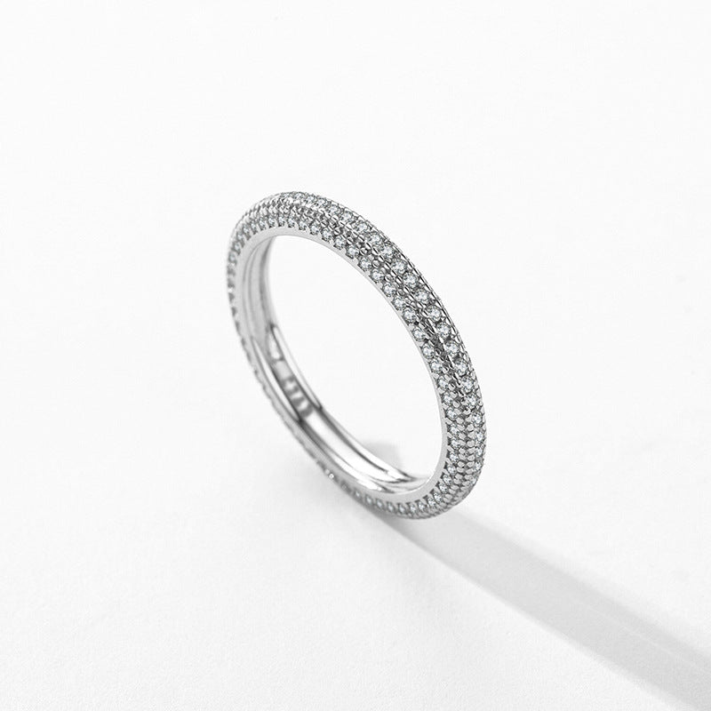 Sterling Silver Zircon Ring with Unique Design