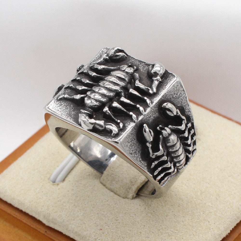 Retro Scorpion Relief Titanium Steel Ring for Men