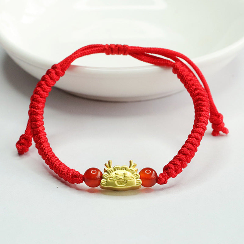 Red Agate and Sterling Silver Dragon Bracelet by Planderful Collection