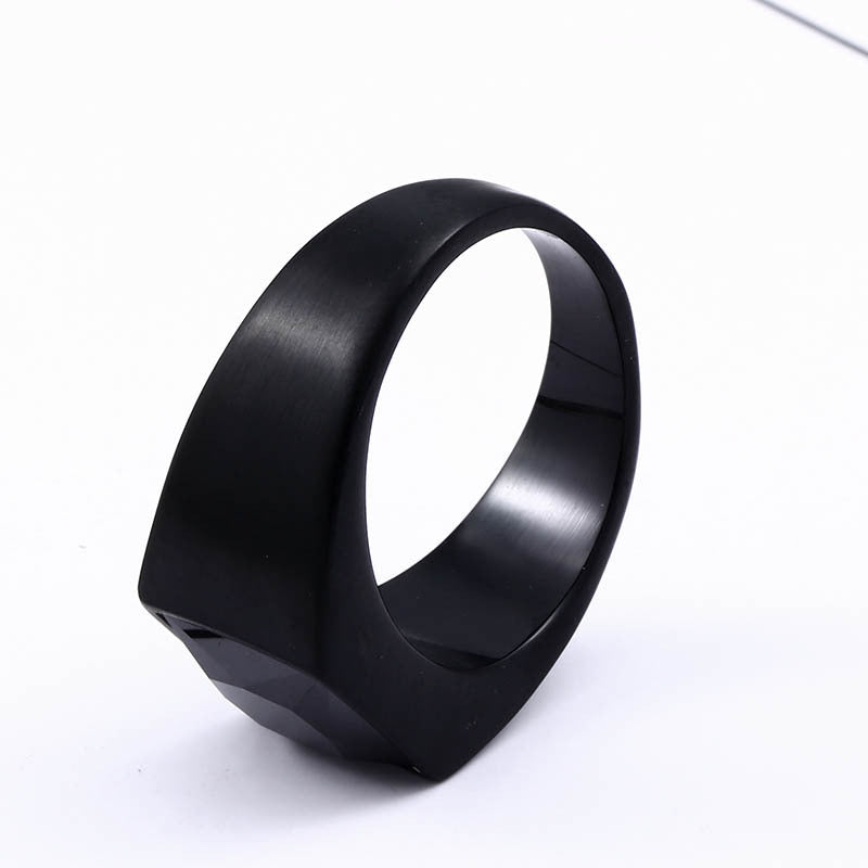 Stylish Titanium Steel Inlaid Stone Ring for Men - Wholesale European and American Fashion