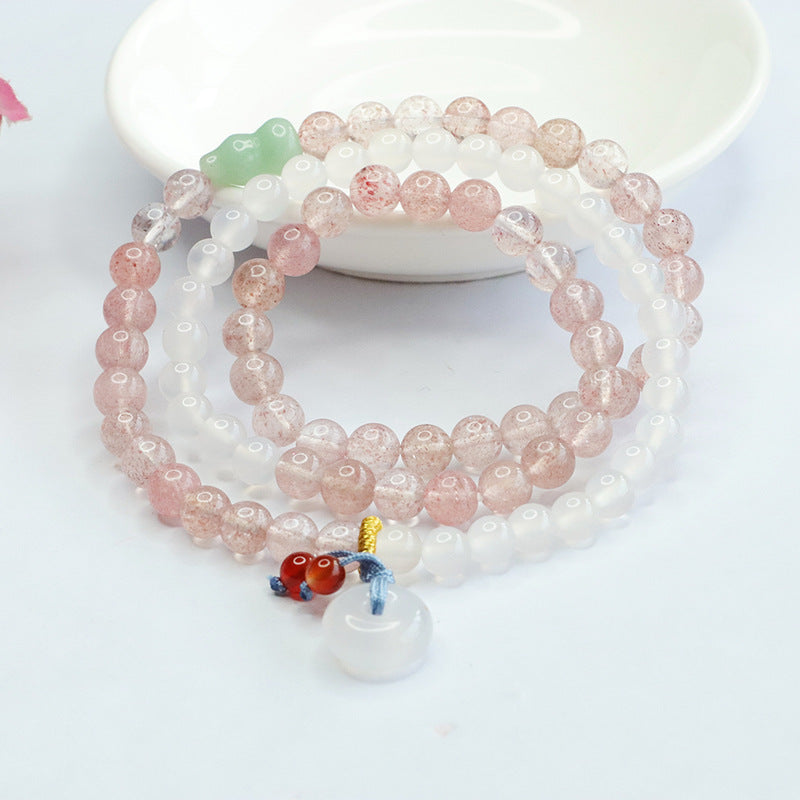 Litchi Frozen Chalcedony Sterling Silver Bracelet