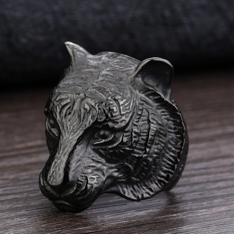 Men's Titanium Steel Tiger Head Ring - Domineering Fashion Jewelry Wholesale