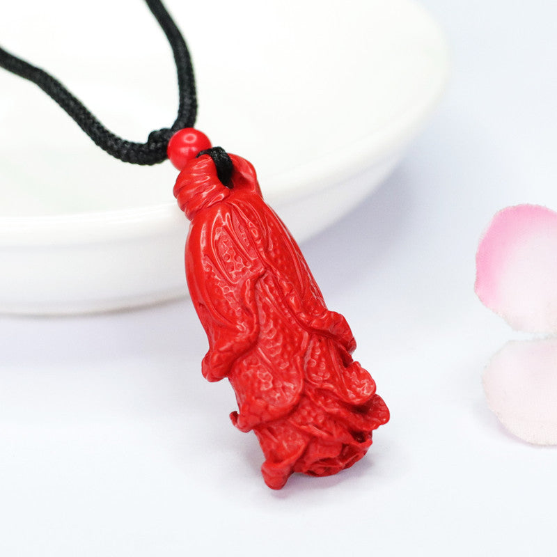 Cinnabar Cabbage Pendant Necklace