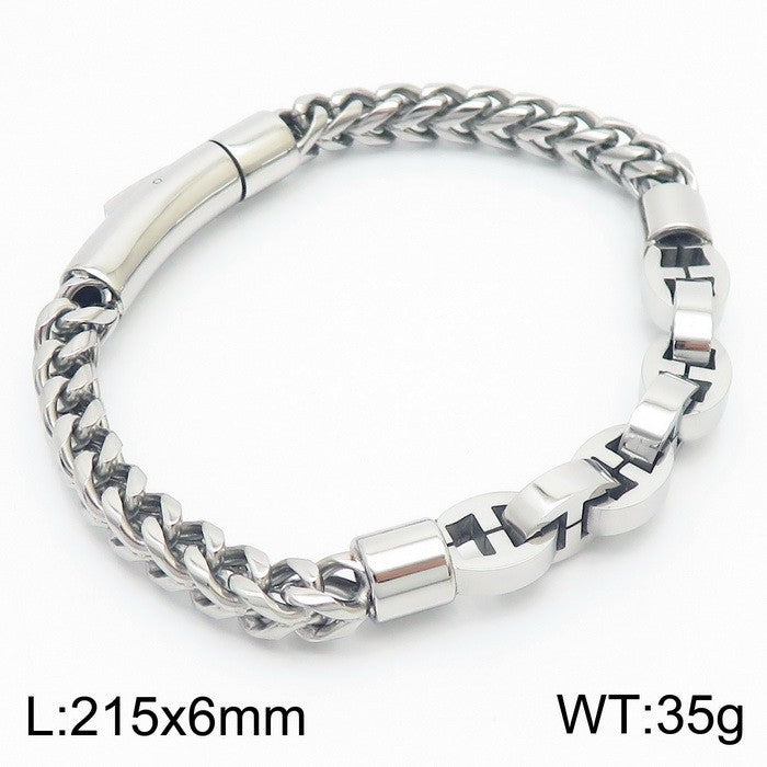 High-End Splicing Chain Bracelet for Men - Versatile Vacuum Electroplated Design