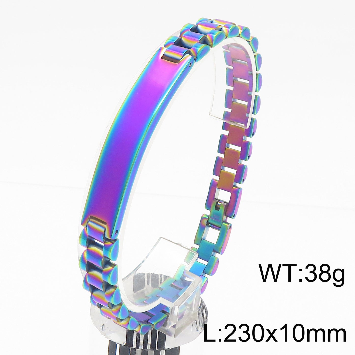 Stylish Customizable Curved Titanium Steel Bracelet for Men with Adjustable Chain