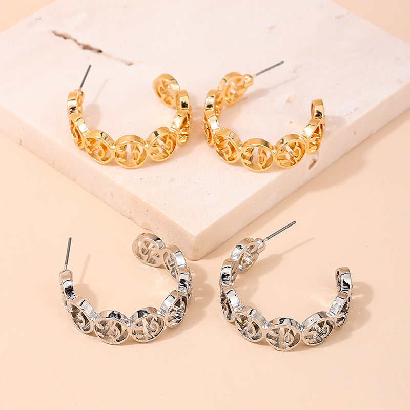 Hollow Smiling Face Circular Earrings - Vienna Verve Collection