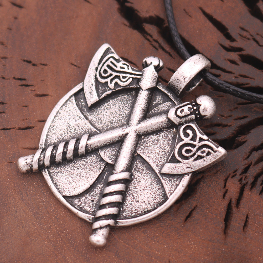 Viking Warrior Zinc Alloy Pendant Necklace for Men - Norse Legacy Collection