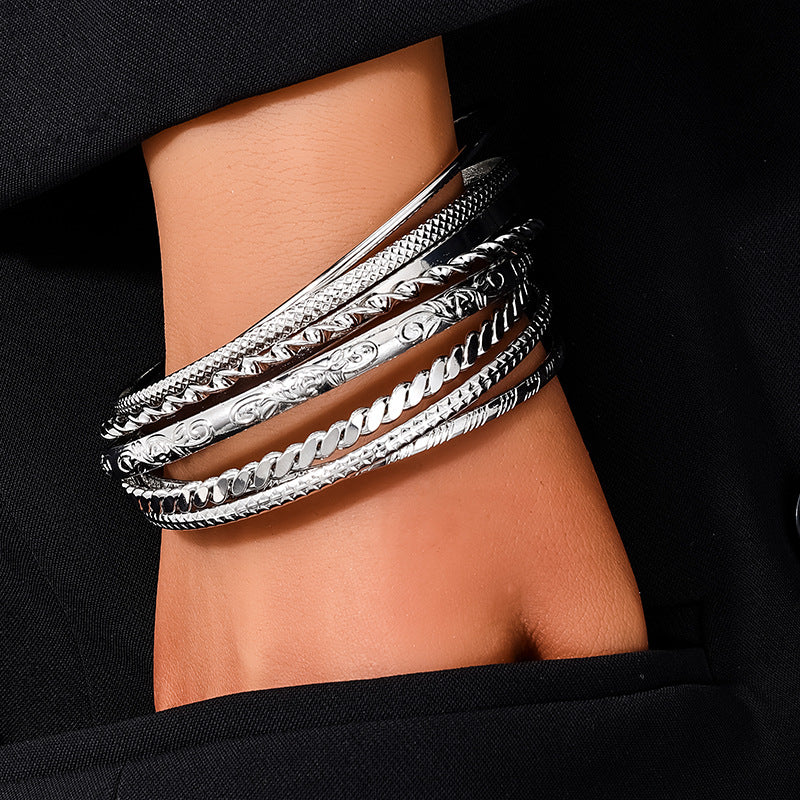 Bohemian Ripple Metal Bracelet Set - Vienna Verve Collection